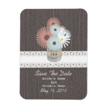 Daisies In A Tin Can Monogram Save The Date Rectangle Magnets