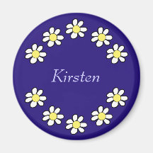 Daisies on a Dark Blue Background Fridge Magnets