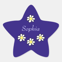 Daisies on a Dark Blue Background Star Stickers