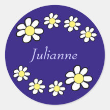 Daisies on a Dark Blue Background Stickers