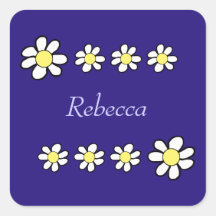 Daisies on a Dark Blue Background Stickers