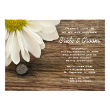 Daisy and Barn Wood Country Wedding Invitation