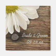 Daisy and Barn Wood Country Wedding Magnet