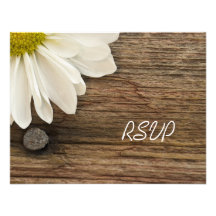 Daisy and Barn Wood Country Wedding Response Card Invite