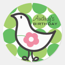Daisy Baby Chick Dots Birthday Gift Label Sticker