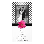 Daisy Black White Polka Dot Wedding Photocard Custom Photo Card