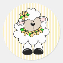 Daisy Lamb Round Stickers