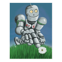 Daisy Picking Robot Postcard