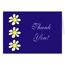 Daisy Polka Dot on a Dark Blue Background - Thanks Card