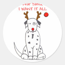 Dalmatian Dear Santa Stickers