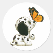 Dalmatian puppy with butterfly stickers