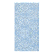 damask21 LIGHT BLUE WHITE DAMASK DECORATIVE SCROLL Picture Card