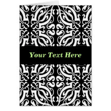 Damask 1 (black & white) greeting cards