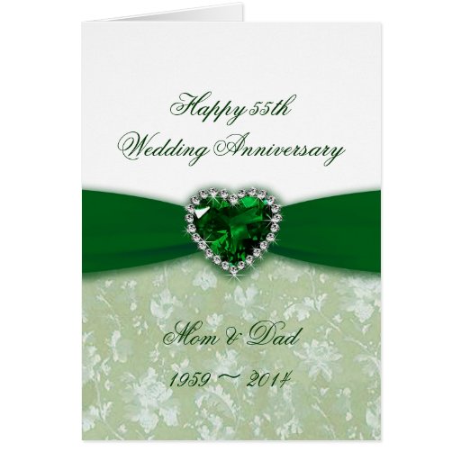 Damask 55th Wedding Anniversary Greeting Card | Zazzle