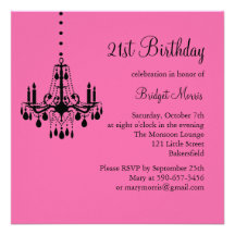 Damask and Crystals 21st Birthday Invitation