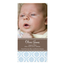 Damask  Baby Announcement Photo Card