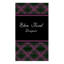 Damask Black and Purple  Elegant Business Cardss