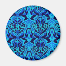 Damask blue fridge magnet