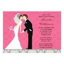 Damask Bride and Groom Wedding Shower Invitation