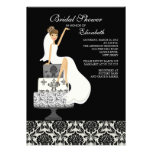Damask Brunette Bride Bridal Shower Invitation