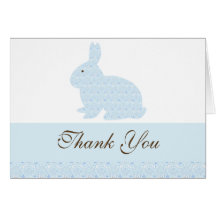 Damask Bunny Rabbit Baby Shower Thank You Greeting Card