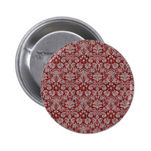 Damask Burgundy Pinback Buttons