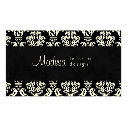 Damask Business Card Interior Design Cream Black 3