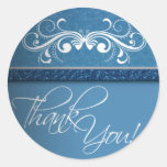 Damask Butterfly Thank You Sticker
