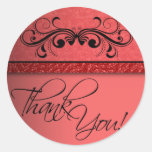 Damask Butterfly Thank You Sticker