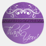 Damask Butterfly Thank You Sticker
