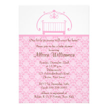 Damask Crib Girl Baby Shower Invitation