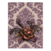 Damask Cut Velvet, DUSTY ROSE Post Cards