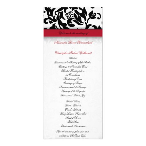 Damask Delight Wedding Program Full Colour Rack Card