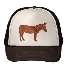 Damask Donkey Silhouette Lid Hat