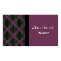 Damask Eggplant and Black Business Cards