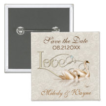 Damask Elegance Pinback Button