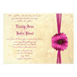 Damask Fuchsia Gerber Daisy Wedding Invitation