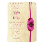 Damask Fuchsia Gerber Daisy Wedding Invitation