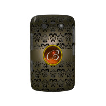 DAMASK GEM MONOGRAM grey black orange Blackberry Bold Cover