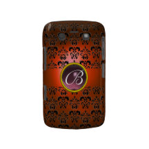DAMASK GEM MONOGRAM orange black purple Blackberry Bold Case