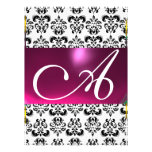 DAMASK GEM MONOGRAM pink white Personalised Invitation