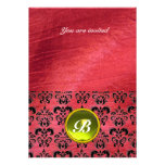 DAMASK GEM STONE MONOGRAM purple silk Personalized Announcements