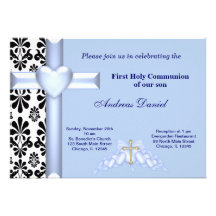 Damask Holy Communion Personalized Announcements