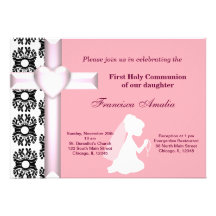 Damask Holy Communion Personalized Invite