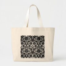 Damask In Black Canvas Bags