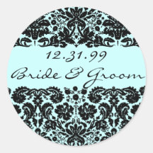 Damask In Black Round Sticker