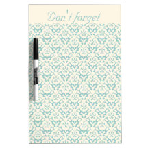 Damask in pastel aqua & off-white dry erase whiteboard