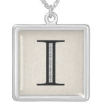 Damask Letter I - Black Personalised Necklace