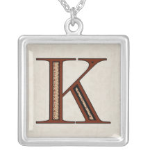 Damask Letter K - Red Custom Jewelry