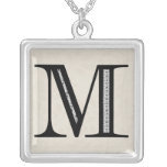 Damask Letter M - Black Custom Jewelry